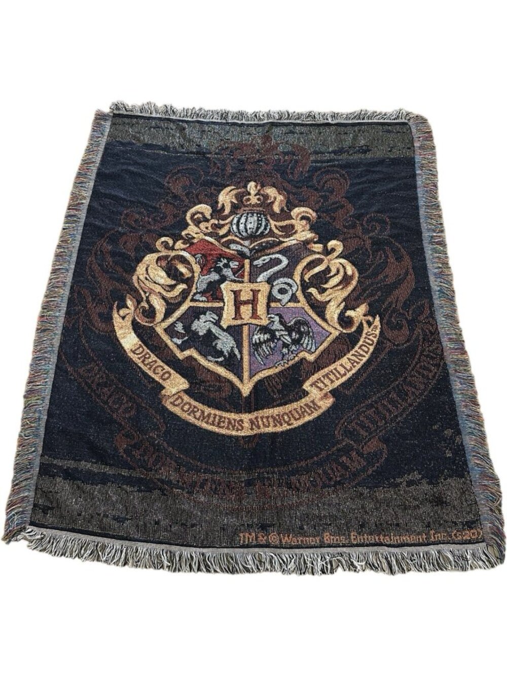 Warner Bros Tapestry Throw Blanket Harry Potter Hogwarts Crest 47"x 61” Fringed